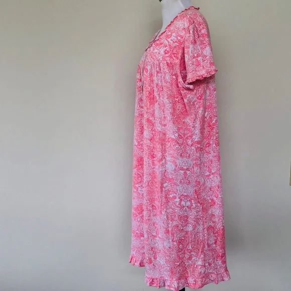 Coral Paisley Floral XL Nightgown SECRET TREASURES Ruffle Scoop Neck and Hem - Picture 7 of 9
